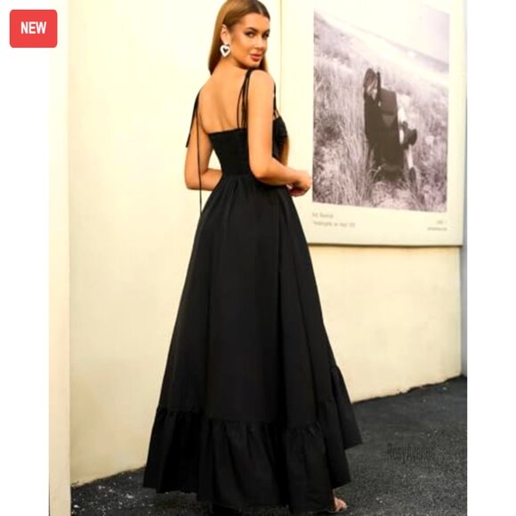 Summer Spaghetti Strap Maxi Dress Smocked Back A-Line Flowy Sundress - Picture 3 of 6